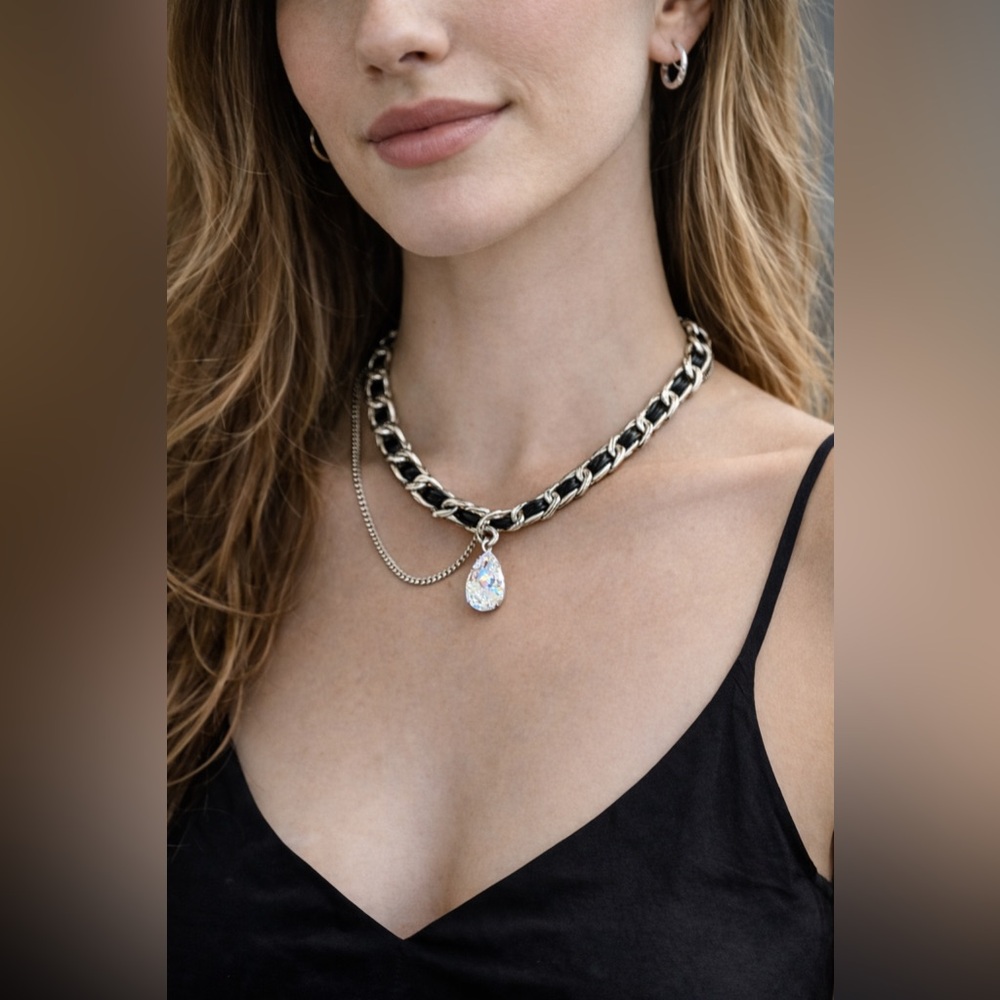 Silver and Black Chain Necklace